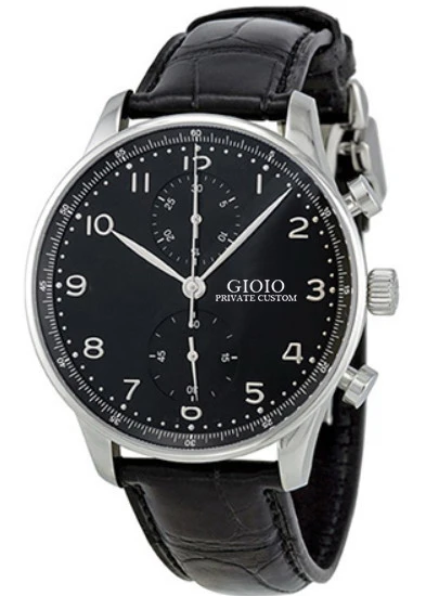 

Quartz Chronograph Men Watch Black Blue Leather Sport White
