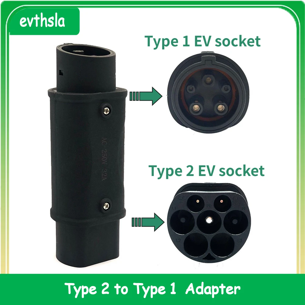 Evthsla 32A 1P 7 кВт тип 2 адаптер типа 1 SAEJ1772 EV зарядное устройство для зарядки