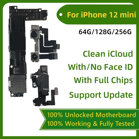 100% рабочая разблокированная чистая iCloud для iphone 12 Pro max, материнская плата с поддержкой Face ID, обновление для iphone 12 mini, материнская плата