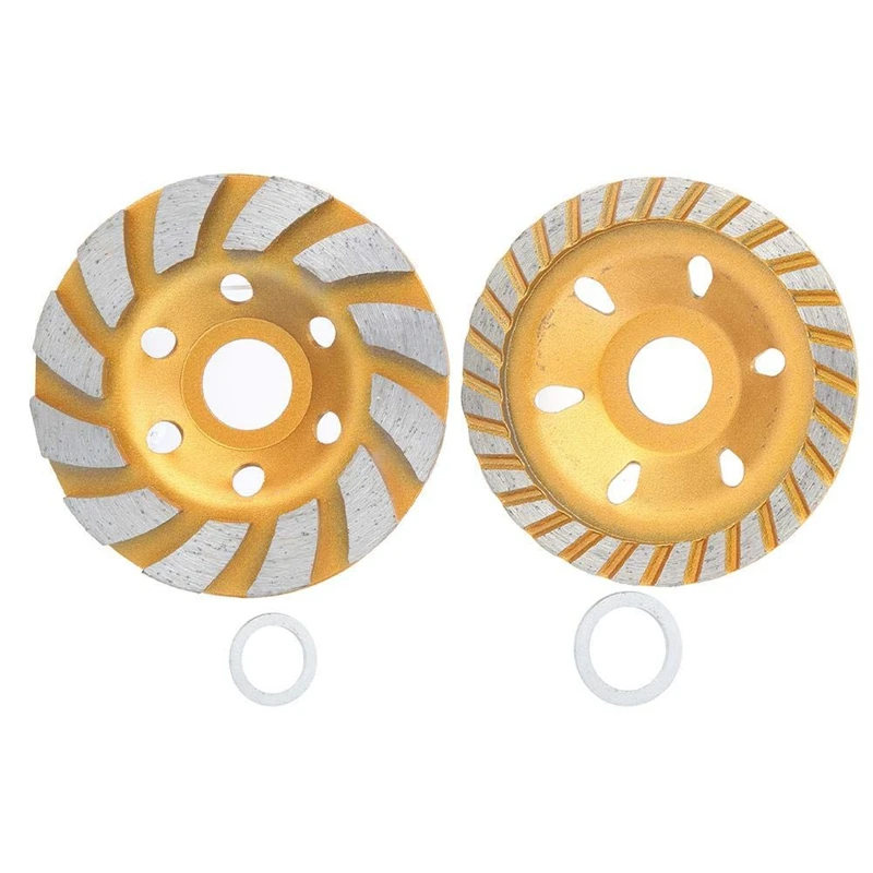 

2Pcs 4Inch Diamond Cup Grinding Wheel Concrete Sanding Discs 12 Segments Heavy Duty Angle Grinder Wheels (Gold)