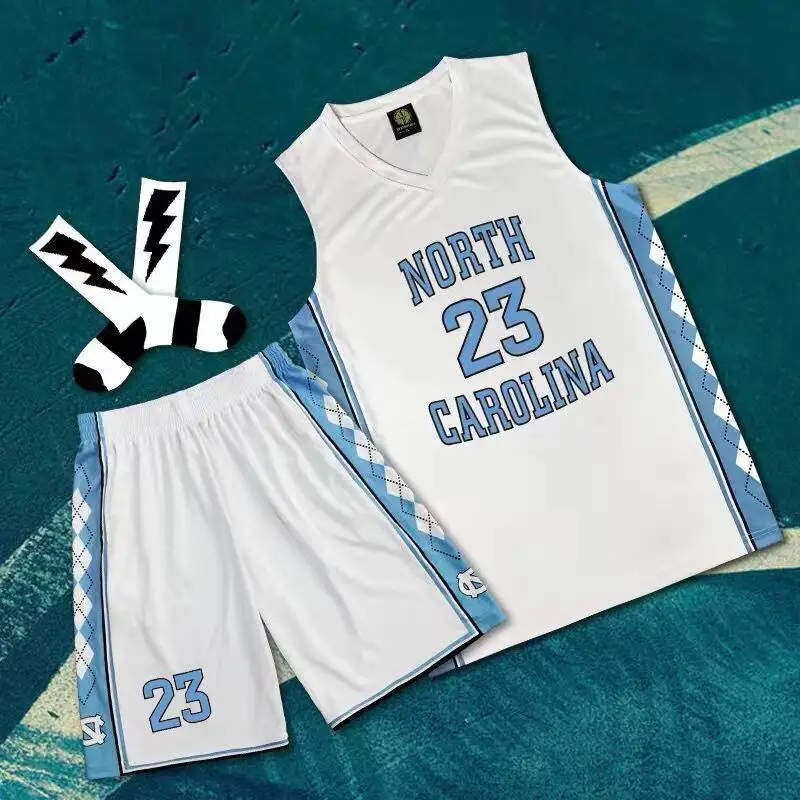 

North Caro Color Customized Basketball Uniform for Men Women Male College Sleeveless Basketball Shirts Free Custom