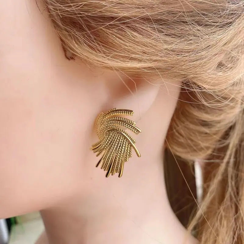 5 парт/Лот Модные Позолоченные серьги-гвоздики уникальный дизайн медные серьги