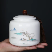 white ceramic tea box suet jade decorative jar home sealed coffee storage kitchen candy nuts medicinal herbs storage jar bottle