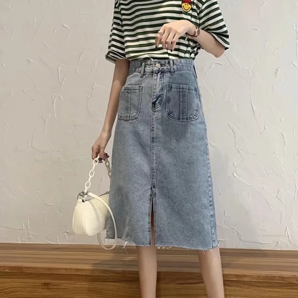 

Feynzz Denim Skirt Woman Jeans Skirt Wide Leg Denim Clothing Blue Jeans Vintage Quality Fashion Straight Pants