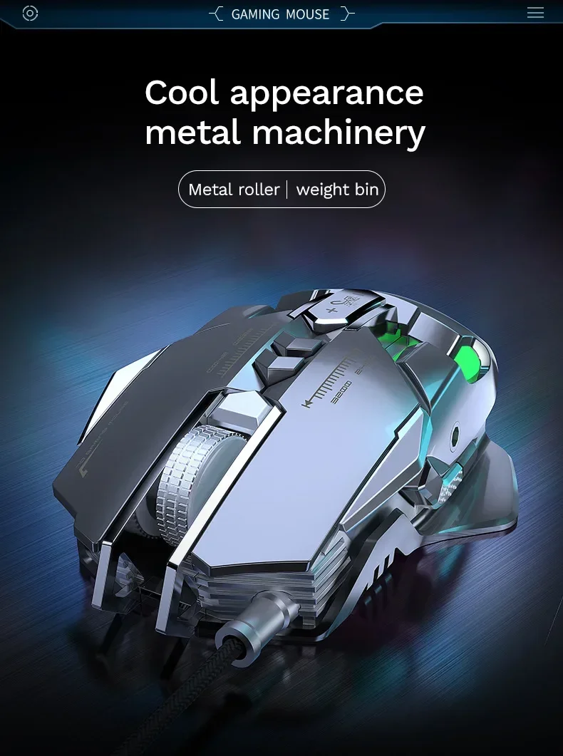 RGB 6400 DPI Магнитная всасывающая Проводная Механическая мышь сделай сам для