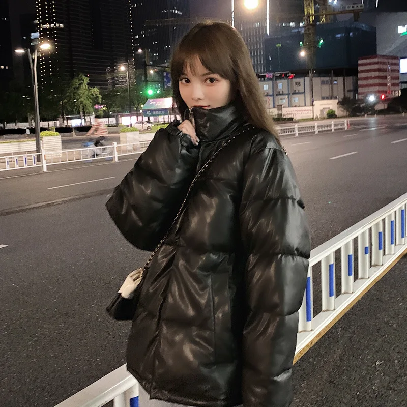 

PU Leather Jacket Women Cotton Padded Coat Female Fashion Thick Warm Casual Overcoat Autumn Winter Loose Parka Outwear Vintage