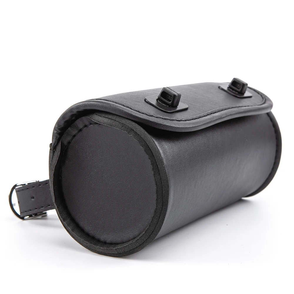 

Motorcycle Fork Bag PU Leather Handlebar Tool Pouch Sissy Bar Roll Storage Bag with 2 Straps