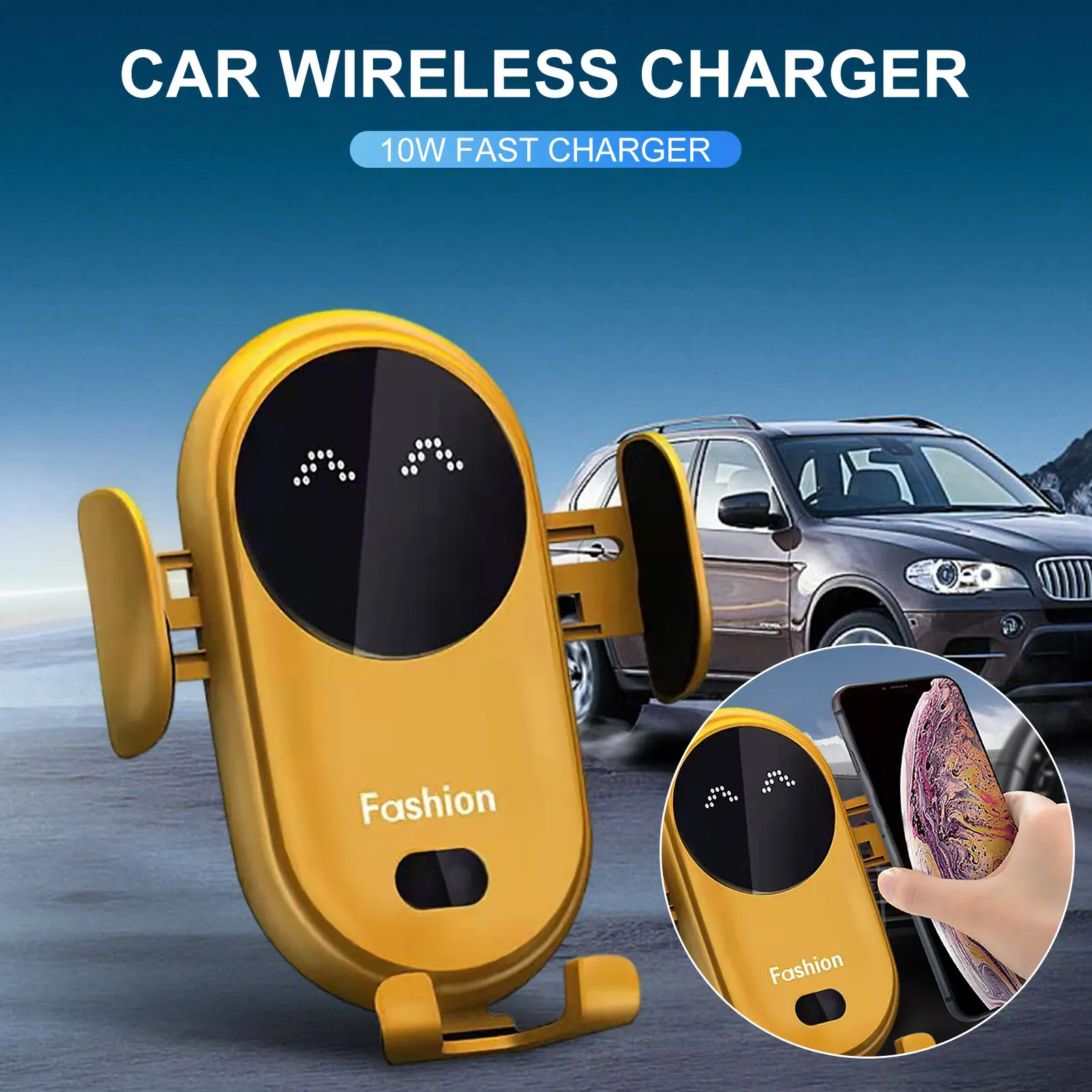 

Car Wireless Charger Phone Holder 10W Qi Fast Charging Air Vent Car Phone Mount Auto Intelligent Infrared Induction Clamping