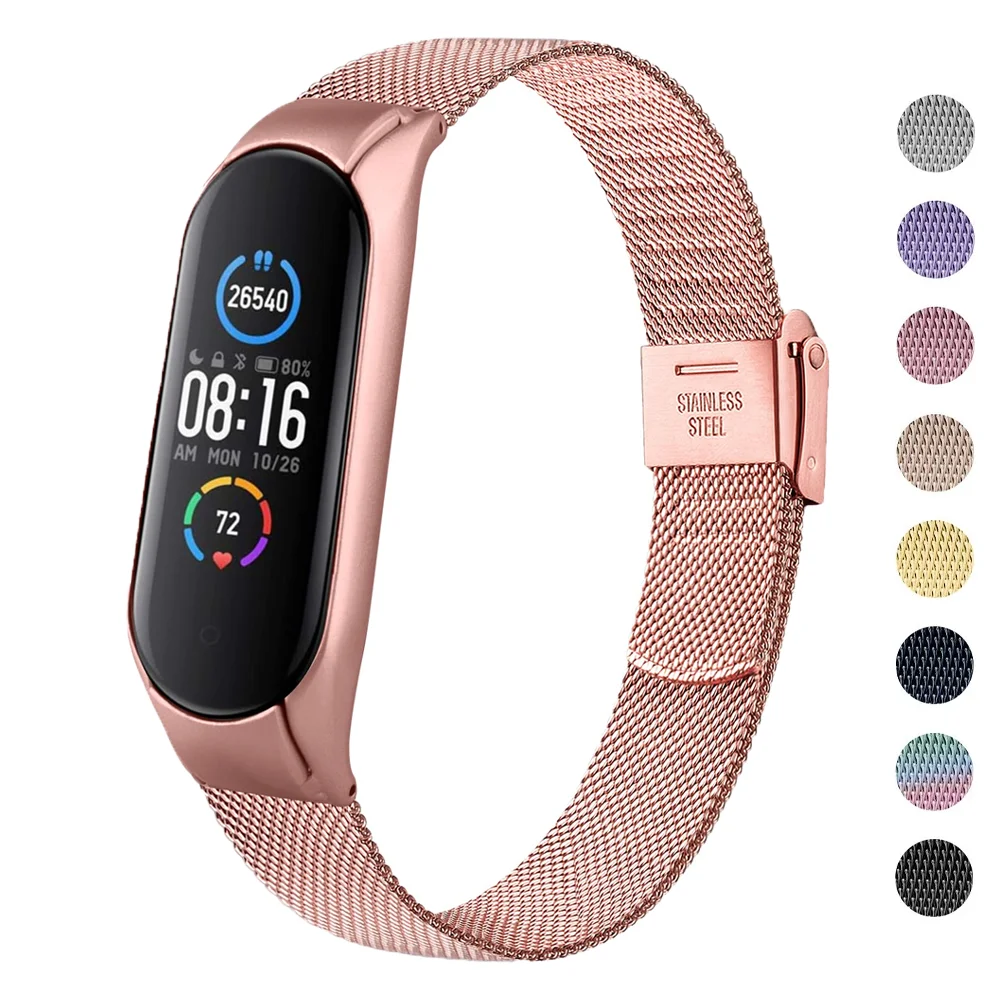 

Strap for Xiaomi Mi Band 6 bracelet stainless steel metel watch wristband Correa Miband band6 band4 for Xiaomi mi band 3 4 5 6