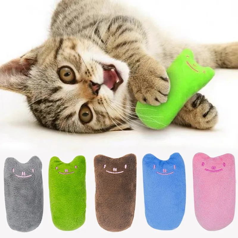 

5Pcs 9.5cmx4cm Cat Face Expression with Sound Paper Cat Mint Plush Toy Molar Interactive Bite Resistant Cat Toy