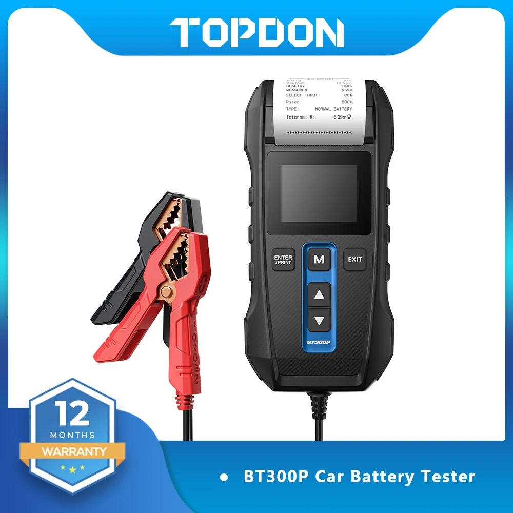 

Тестер автомобильного аккумулятора Topdon BT300P с принтом 12 В, тестер автомобильного аккумулятора с определением параметров заряда аккумулятор...