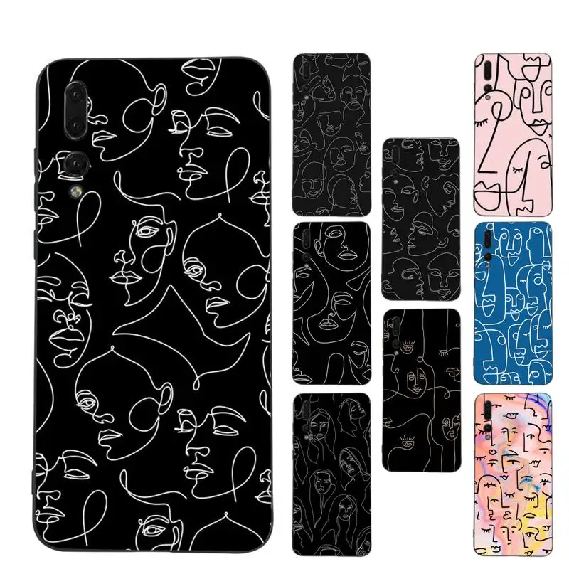 

Abstract Line Face Phone Case for Samsung A51 A30s A52 A71 A12 for Huawei Honor 10i for OPPO vivo Y11 cover