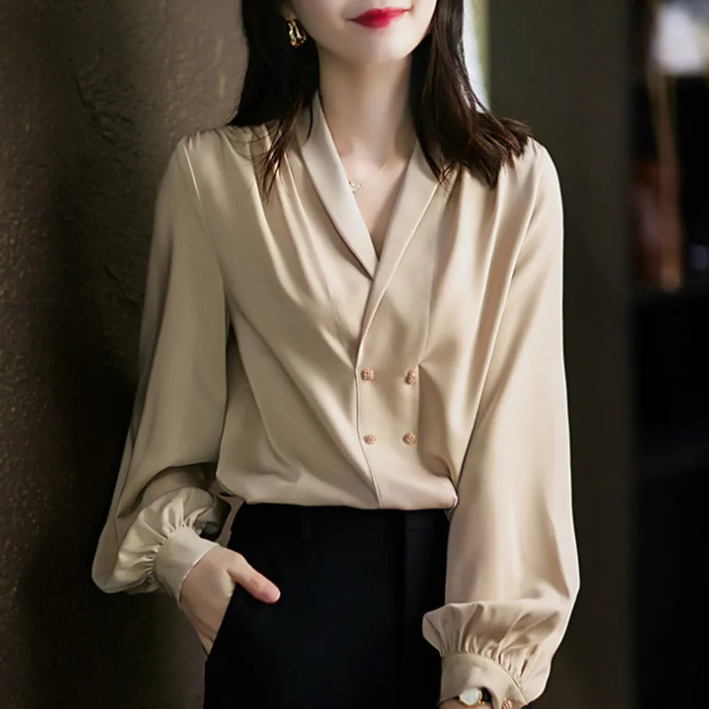 

Темпераментная Женская Профессиональная рубашка с длинным рукавом, Женская Весенняя Новая модная женская блузка из шифона в западном стил...