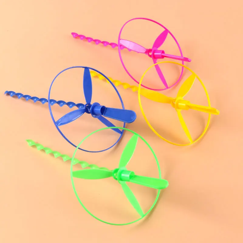 12 Pcs Twisty Flying Saucers Assorted Colors Helicopters Outdoor Bamboo Dragonfly Plastic Handle UFO Toy Fairy Flying Saucer images - 6