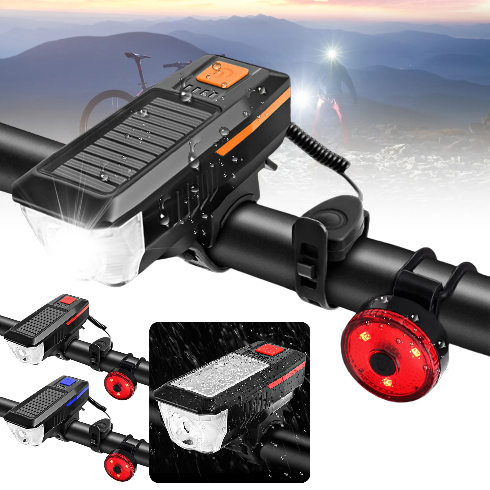 

Multifunctional Solar Bicycle Light With Horn MTB Road Bicycle Lantern Waterproof USB Rechargeable Lamp Bicycle Accessories