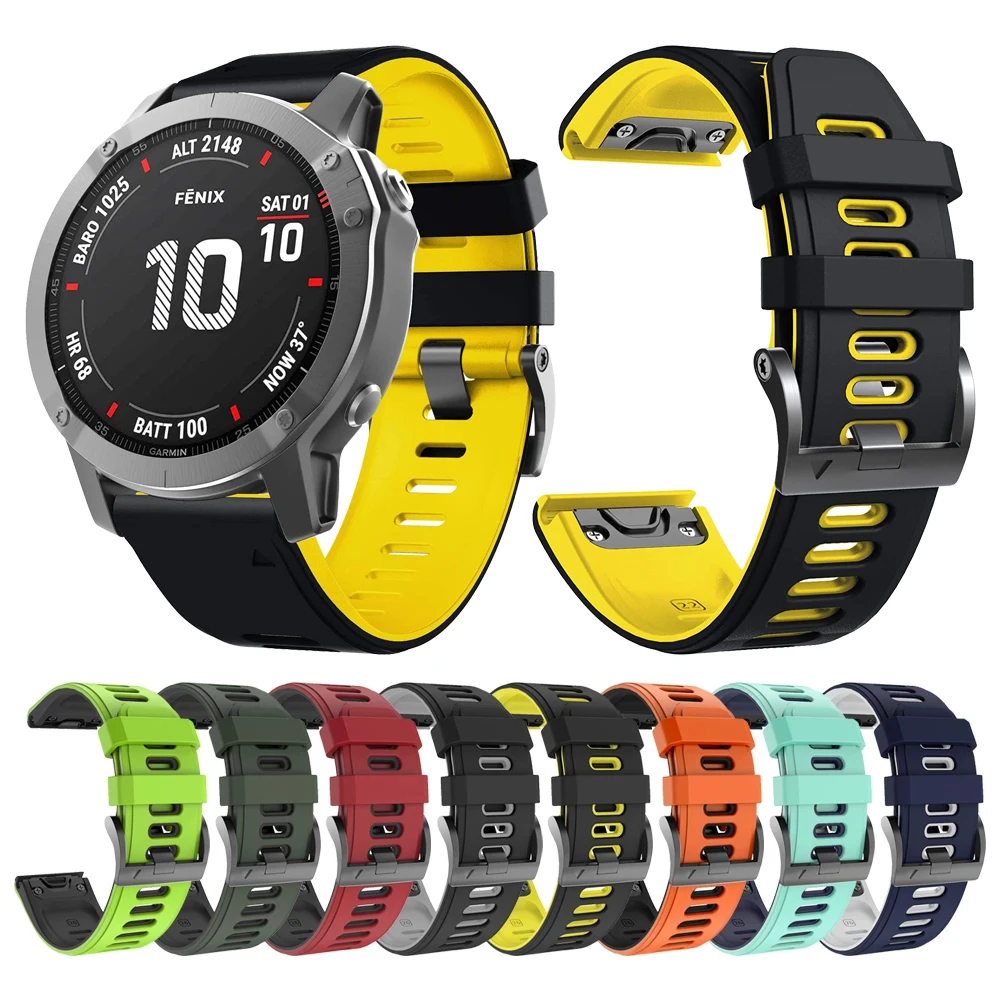 

QuickFit 26 22 20mm Sport Silicone Bands For Garmin Fenix 7 7X 6X Pro 5X Plus 7S 6S 5S Strap For Descent Mk2/Enduro/TACTIX DELTA