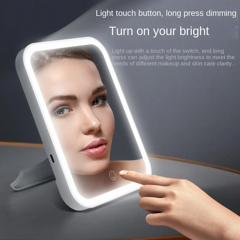 

Зеркало для макияжа светодиодный с сенсорным экраном 3 светильник, портативное складное зеркало для туалетного столика с увеличением 5X, косметическое зеркало