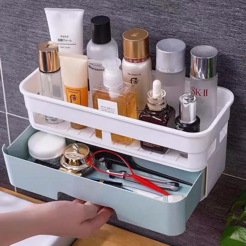 

Bathroom Storage Cabinet Shelves Without Holes Toilet Washroom Wall Mounted Hanging Wall Hanging Organizer White Shelf Rack