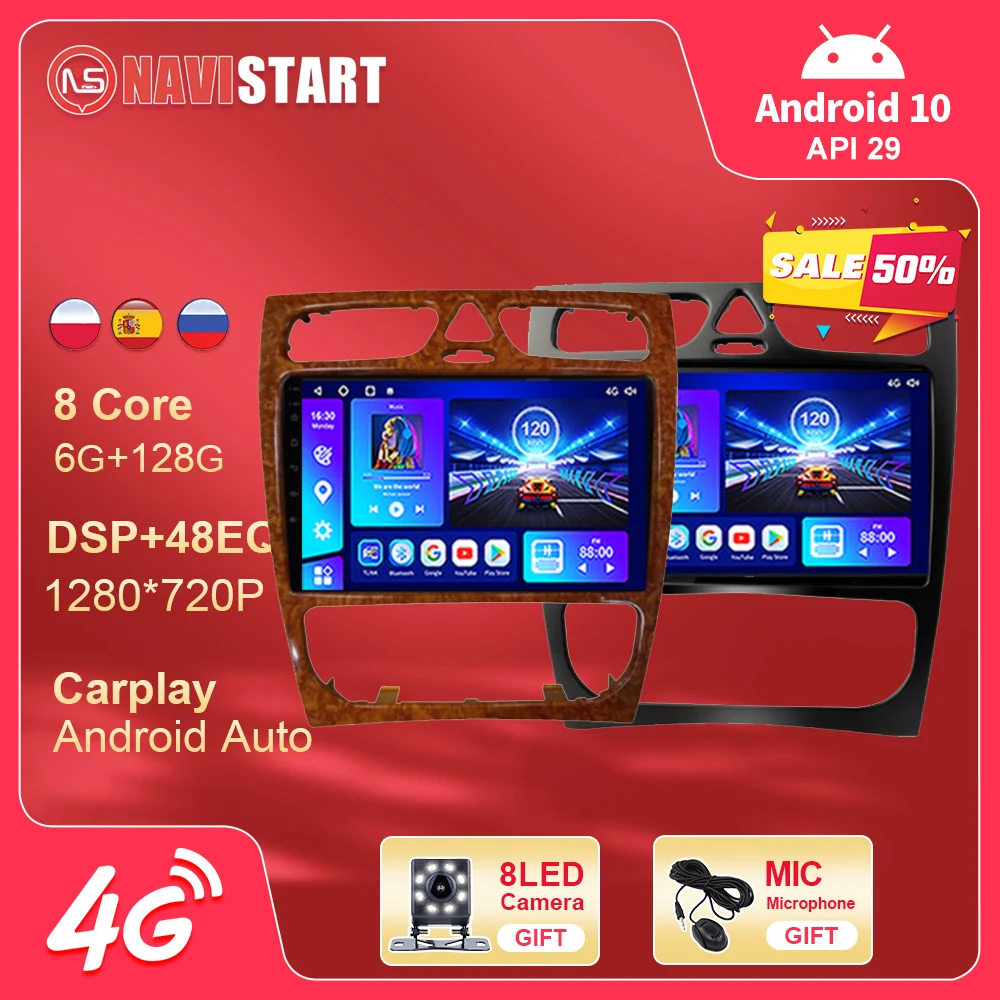 

Автомагнитола NAVISTART, Android 10,0, для Mercedes Benz C-Class W203 C200 C320 C350 CLK W209 2002-2005, GPS BT Carplay, мультимедиа, GPS
