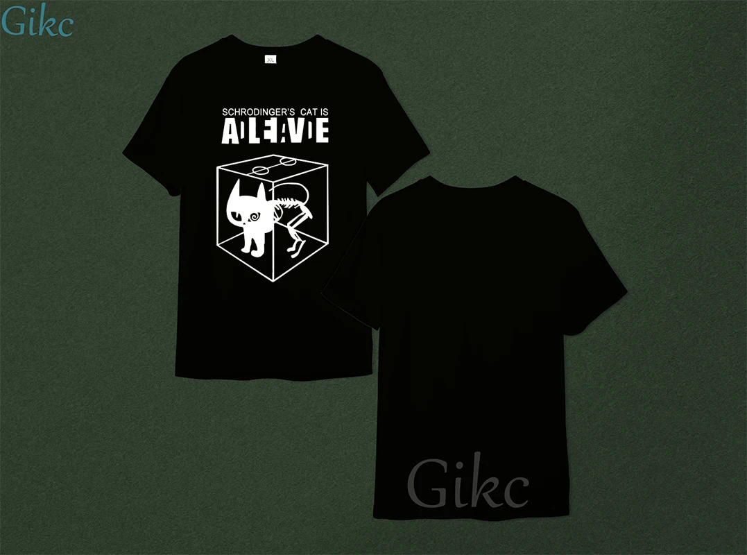 

Men's T-shirt Top Quality cotton Schrodinger's Cat print short sleeve men T shirt casual The Big Bang Theory mens Tshirt