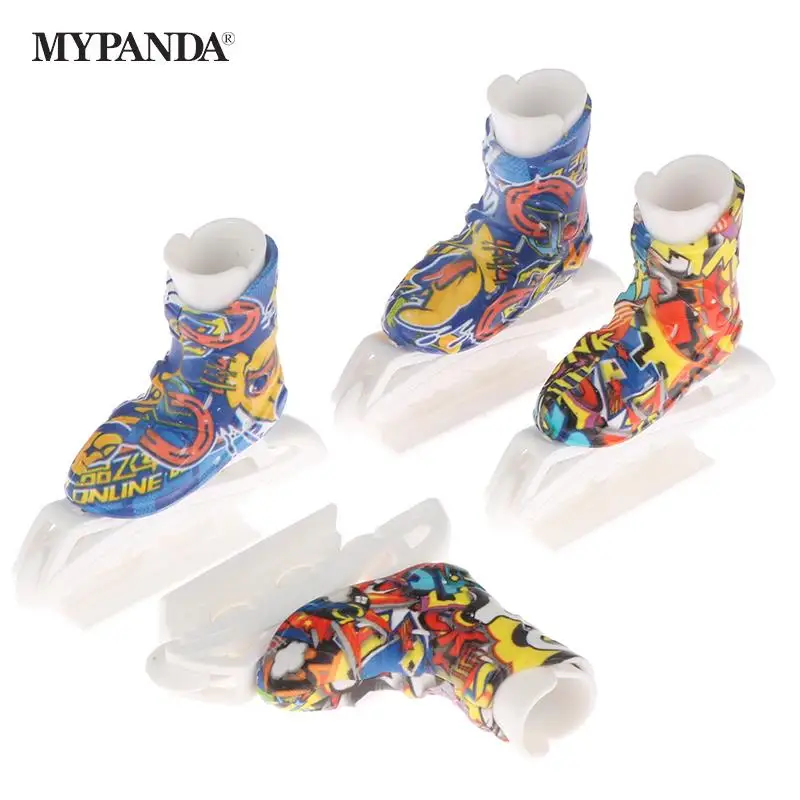 

1pair Mini Roller Skates Toy clothes Fingerboard Mini Skateboard Shoes Colorful Finger Skates Toys Mini Sneakers