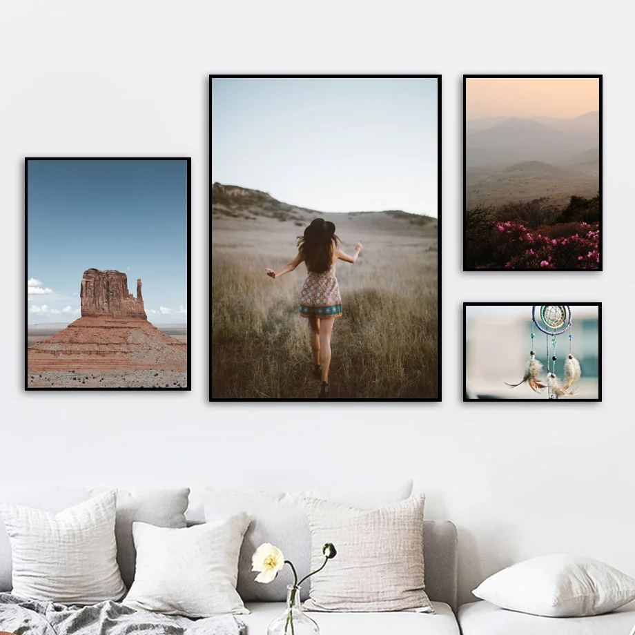 Природный пейзаж скандинавские плакаты прерий памятник долина настенная