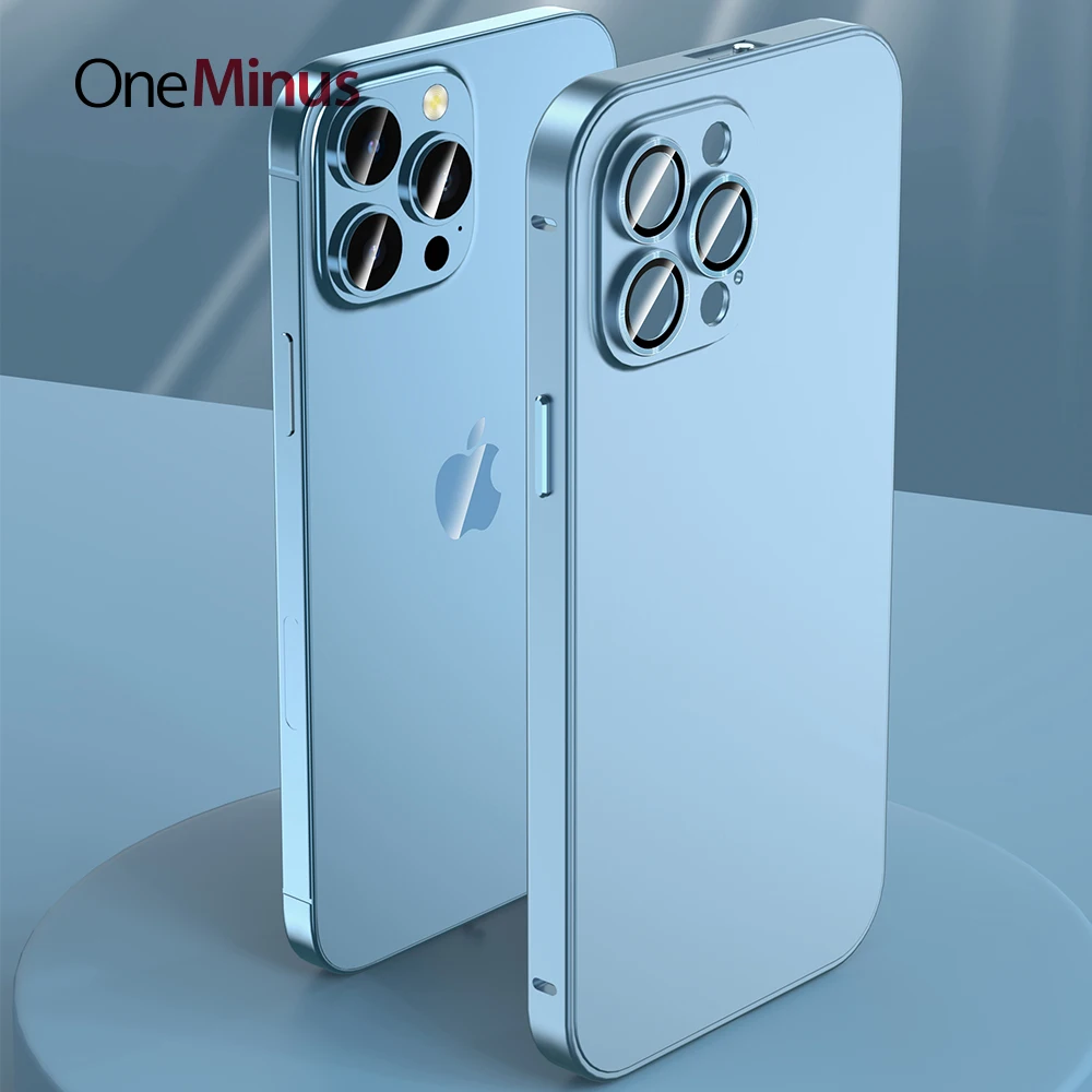 Luxury Metal Matte Case For iPhone 14 Pro Max Cover 14Plus 13 12 Skin Built-in Glass lens Protector Aluminium Alloy Frame Funda