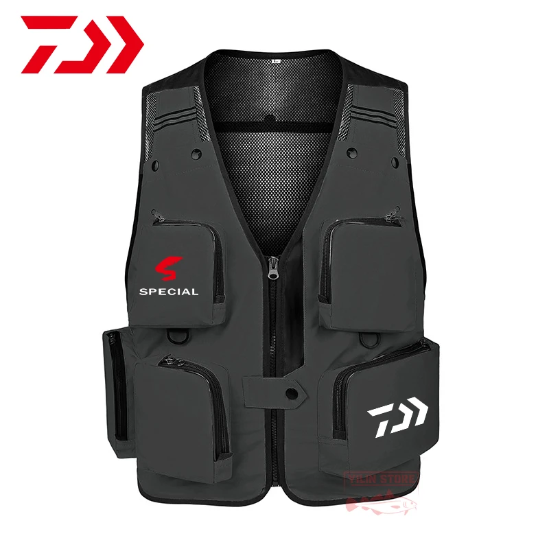

2022 Daiwa Men Fishing Vest Summer Thin Multi-pocket Anti-sweat Fishing Suit Outdoor Breathable Quick-drying Hiking Fishing Vest