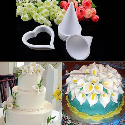 

7 in 1 Calla Lily Flower Cake Decorating Fondant Plunger Cutter Molds Tool
