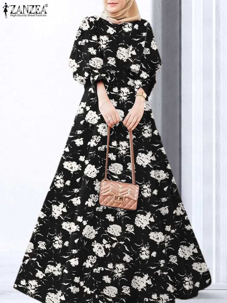 

Women Muslim Dress ZANZEA 2023 Bohemian Floral Printed Long Sundress Long Sleeve Eid Mubarek Ramadan Casual Turkey Vestidos