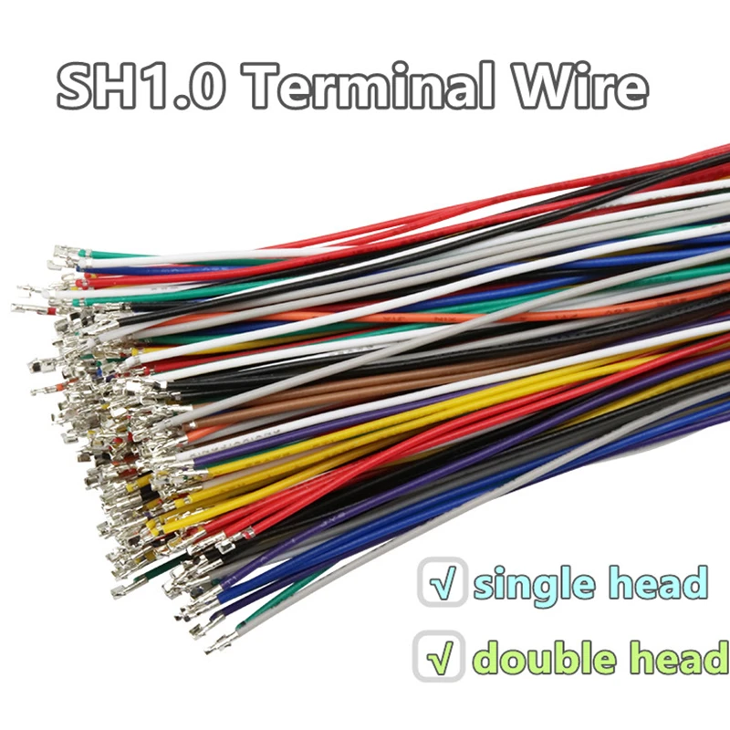Соединительный терминал SH1.0, 100 шт., электронный провод, с одной головкой/двойной головкой без корпуса, 28AWG, 5 см ~ 40 см, Шаг 1,0 мм