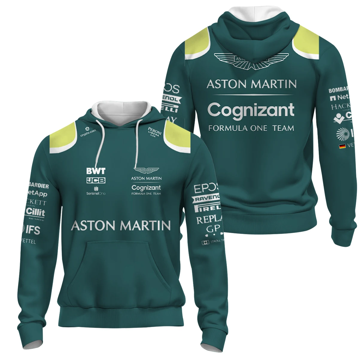 2023 Hot Selling F1 Formula One Aston Martin Team Green Zip Pullover Men's / Women's Racing Extreme Sports Competition Clothing images - 6
