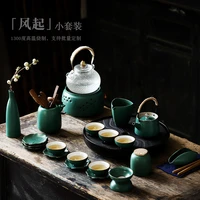 household kung fu tea set set ceramic tea tray teapot tea cup kettle set living room tea making device japanese style