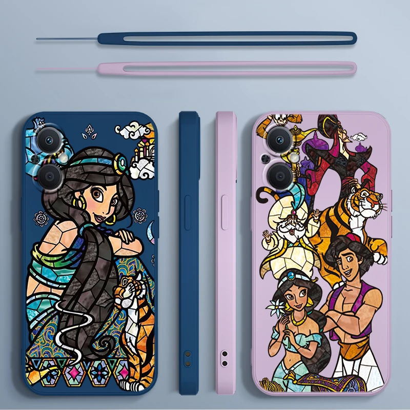 

Aladdin Disney Princess Phone Case For OPPO A5 A9 A12 A72 A53 S A73 A93 Find X2 X3 X5 Lite Pro Neo 5G Liquid Rope Soft