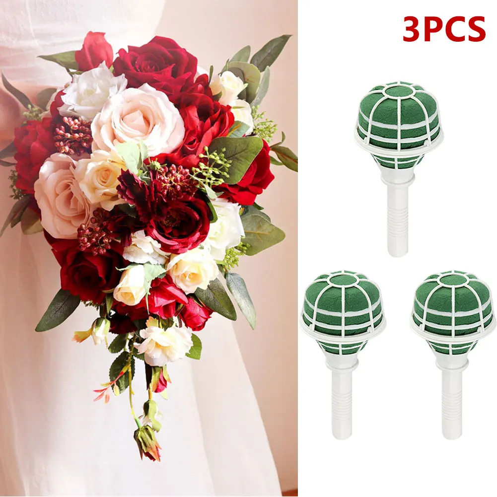 

3pcs Bouquet Flower Holder Bouquet Handle Holder Wedding Bride Flower Holder Decoration Event Party Decorations Supplies