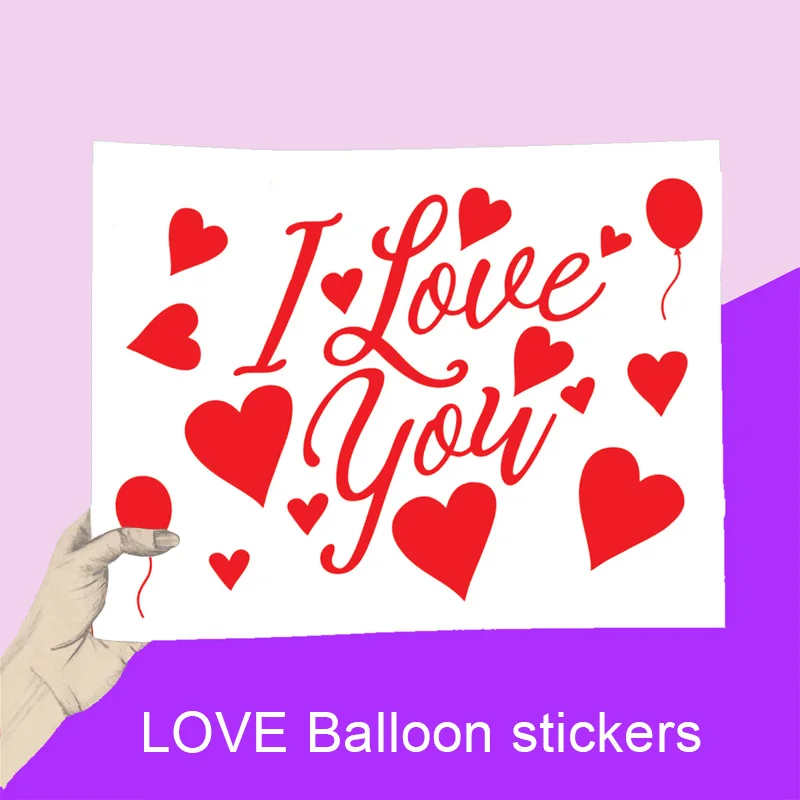 2Pcs DIY Balloon Sticker Red I Love You Bobo Transparent Wedding Valentine's Day Birthday Party Decoration |