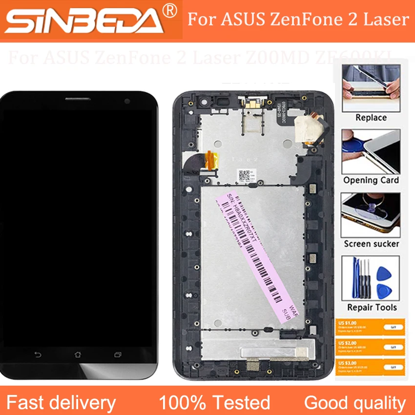 

6.0'' Original For ASUS ZenFone 2 Laser Z00MD ZE600KL LCD Display Touch Screen Digitizer Assembly ZE600KL Z00MD LCD Replacement