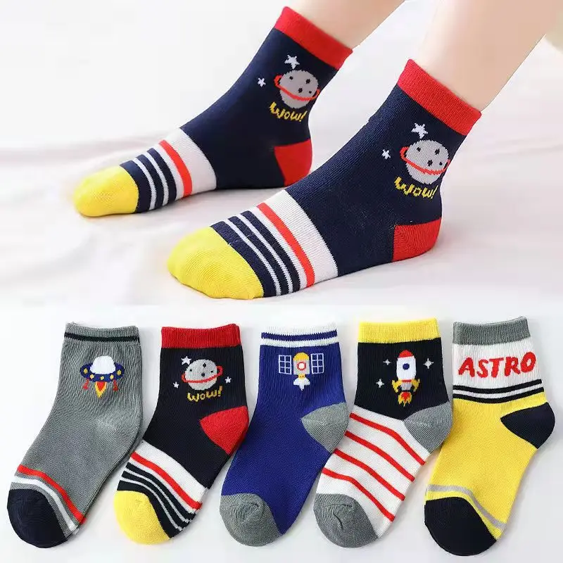 

5Pairs/lot Spring Summer Children's Baby Kids Socks Anime Clothing Funny Toddler Girl Foot Sports Boy Slouch Pattern Knitting