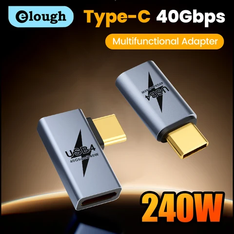 Прямой/локоть адаптер типа C «мама» на «папа» 240 Вт, адаптер для быстрой зарядки, 8K, 60 Гц, USB C — USB C для iPhone 15 16