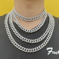 2022 hip hop iced out miami curb cuban chain rhinestones cz bling rapper necklaces for men women punk jewelry link chain choker