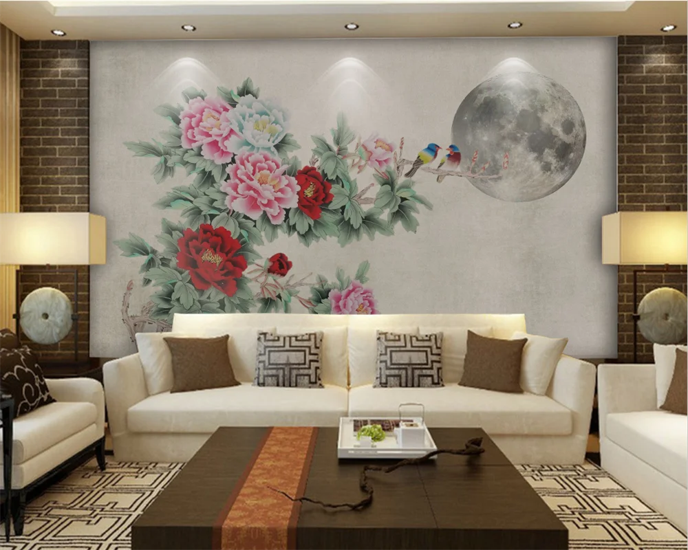 

Обои beibehang на заказ, новые обои в китайском стиле ручной росписи с цветами и птицами, фоновые обои для телевизора, дивана