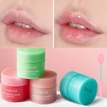 4/1Pcs Mini Korea Lip Sleep Mask With Brush Night Hydrated Maintenance Fruit Lip Balm Pink Lip Whitening Cream Nourish Lips Care