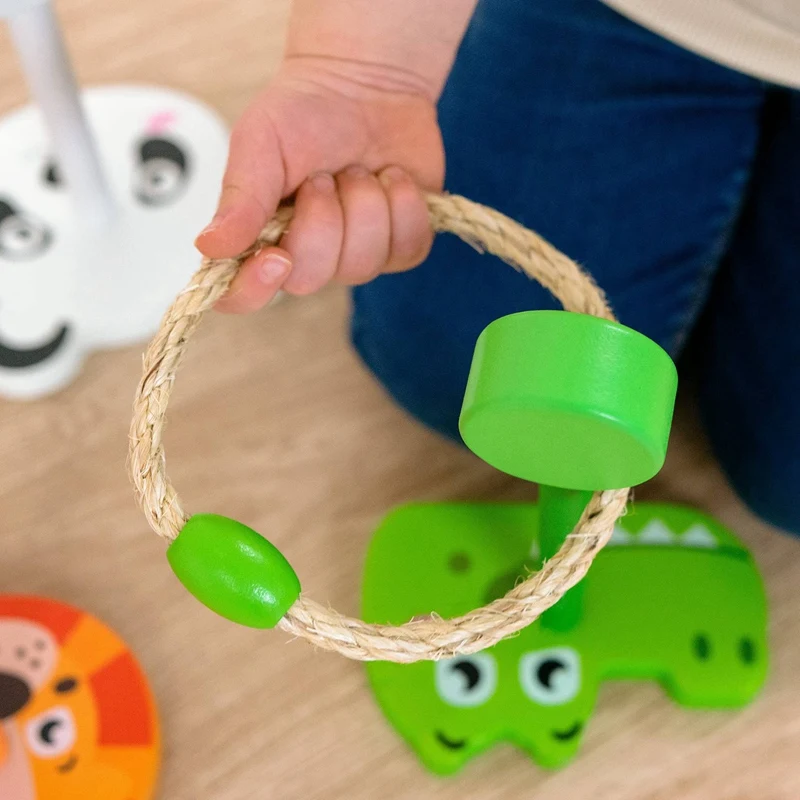 Cartoon Animal Throwing Ring Wooden Ferrule Game Animals Toss Kids/Children Toys Develo Motor Skills