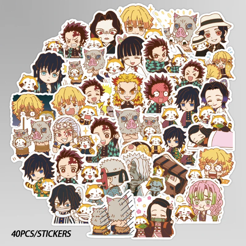 

40PCS Anime Demon Slayer Kimetsu No Yaiba Stickers Cartoon Waterproof PVC Skateboard Luggage Motorcycle Kids Sticker ToyS Gift
