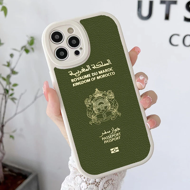 Algerian Russia Spain Passport Lambskin Case For iPhone 11 12 13 Mini 14 Pro Max XS XR X 8 7 Plus SE 2020 Back Cover images - 6