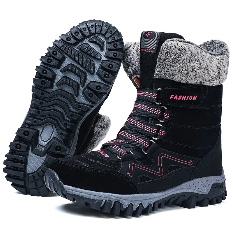 Original Women Boots Hight Quality Waterproof Snow Boots Warm Plush Winter Shoes Women 2023 New Mid-calf Non-slip Winter Boot