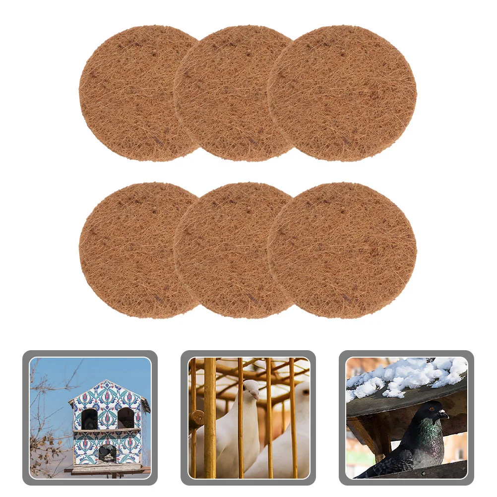 

6 Pcs Pigeon Nest Brown Cushion Coconut Fiber Bird Nesting Pads Mat Natural Mats Coir