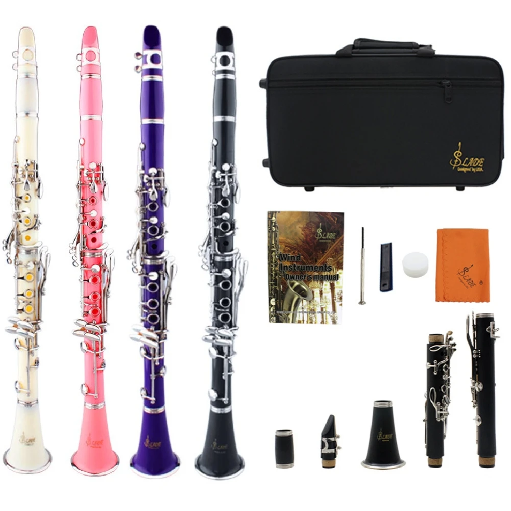 

Black Clarinet 17 Keys Bb B Flat Tone Professional Woodwind Instrument Bakelite Clarinet With Box Musical Instrument Parts New