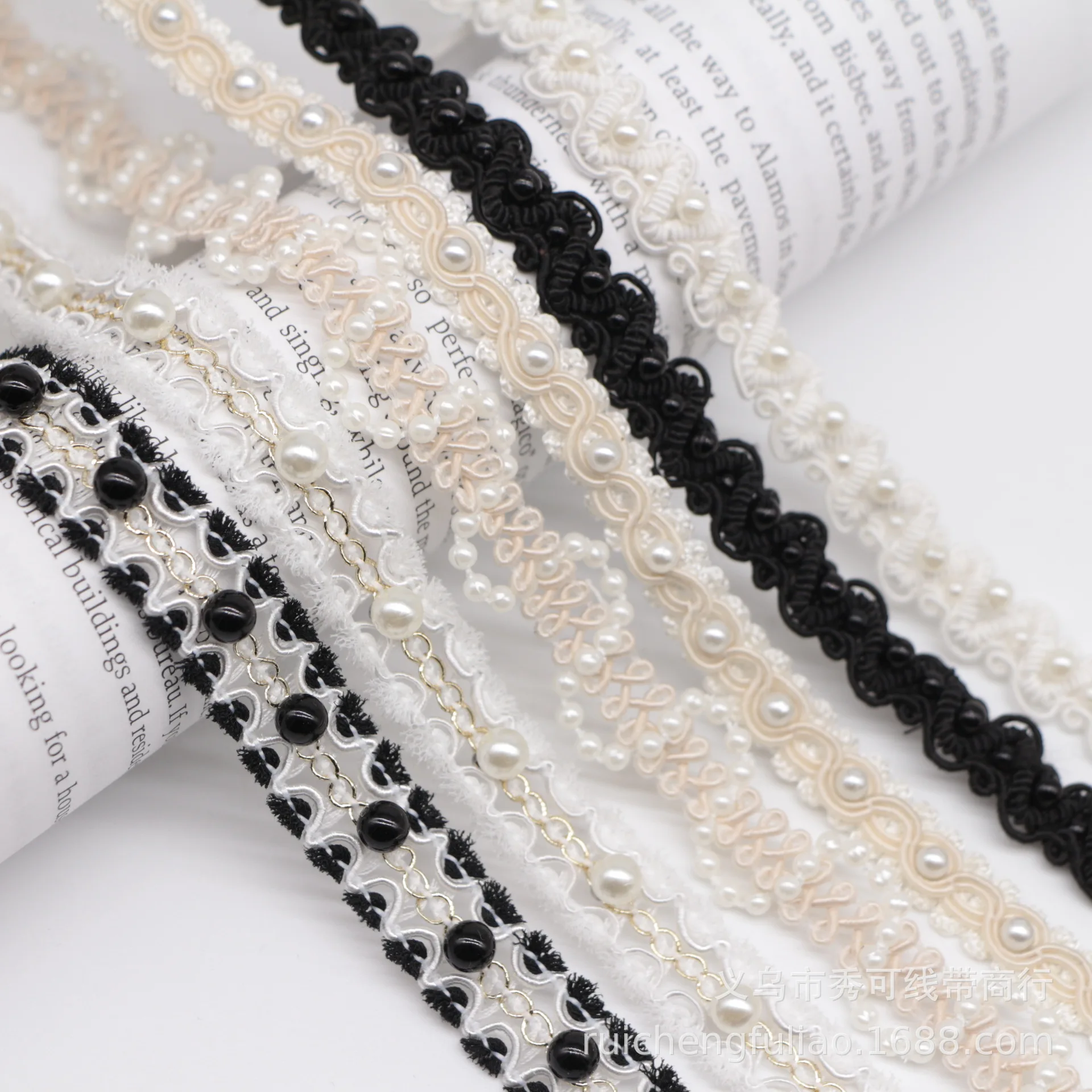 Белая кружевная отделка ручной работы с бисером край одежды аксессуары для волос