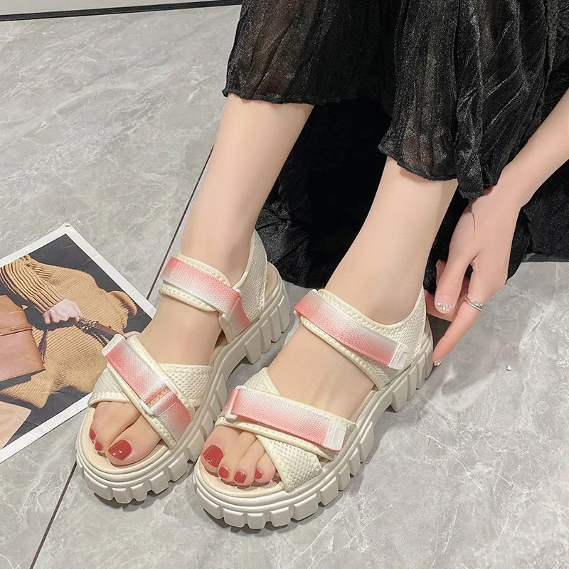 Women Thick Bottom Sandals 2023 Summer Soft Soled Platform Shoe Women Beach Shoes High Quality Roman Sandals Casual Mujer
